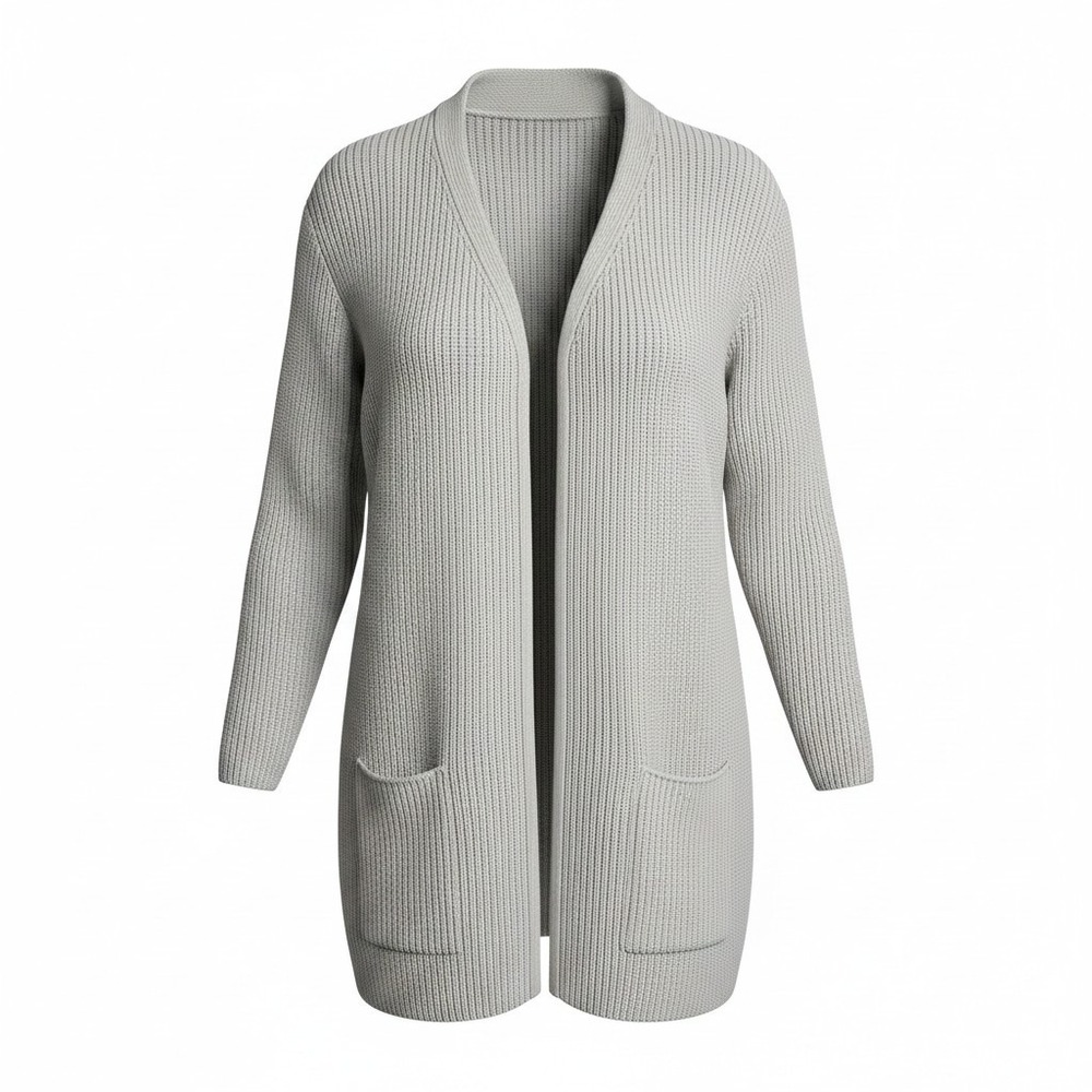 St Michael Vintage Grey Shaker Knit Longline Chic Cardigan Sweater XL